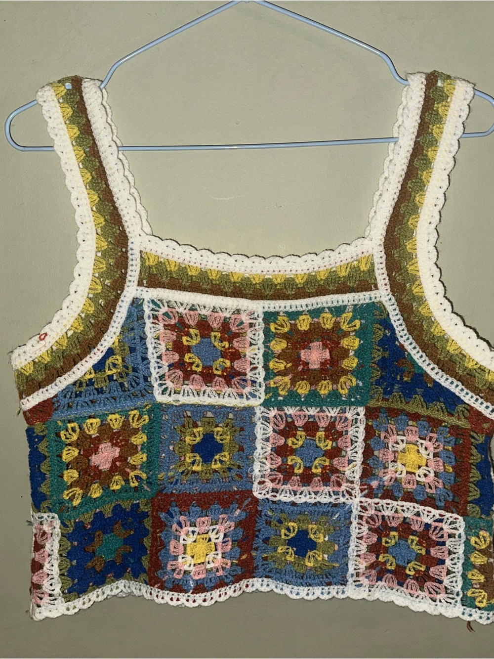 ADORA Multicolor Crochet Square Tank Top